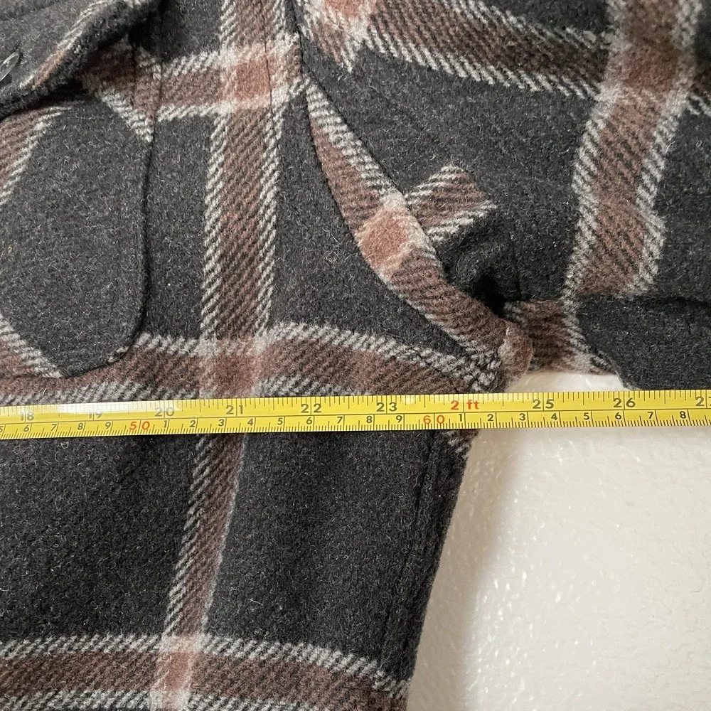 Jachs New York Men's Polyester Wool Blend Sherpa Lined Plaid Shirt Jacket‎ Large